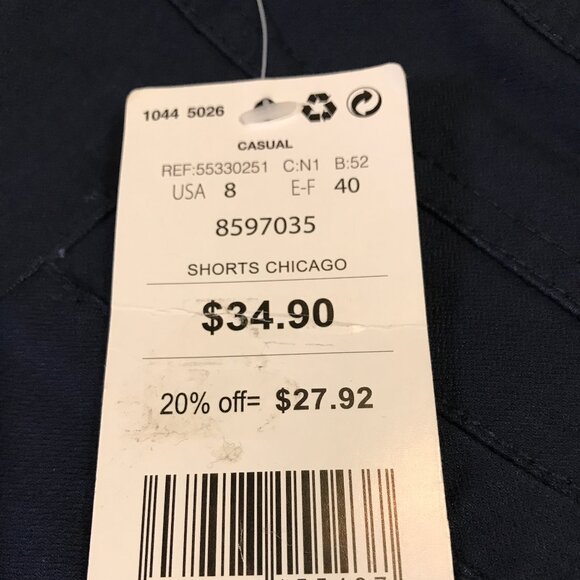 Mango Women's Pleated front design Navy Shorts w/ Pockets Sz 8 - Picture 9 of 12